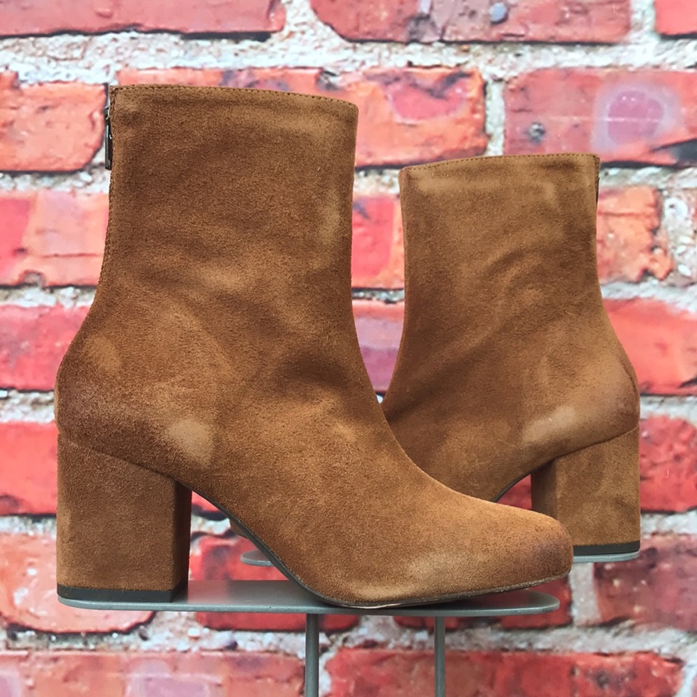 Brown Suede Free People Cecile Ankle Boot in Tobacco